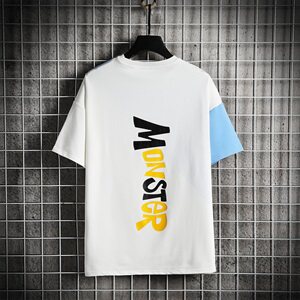 网格 2021夏季潮流男女情侣装印花半袖纯棉宽松短袖T恤男2255图片
