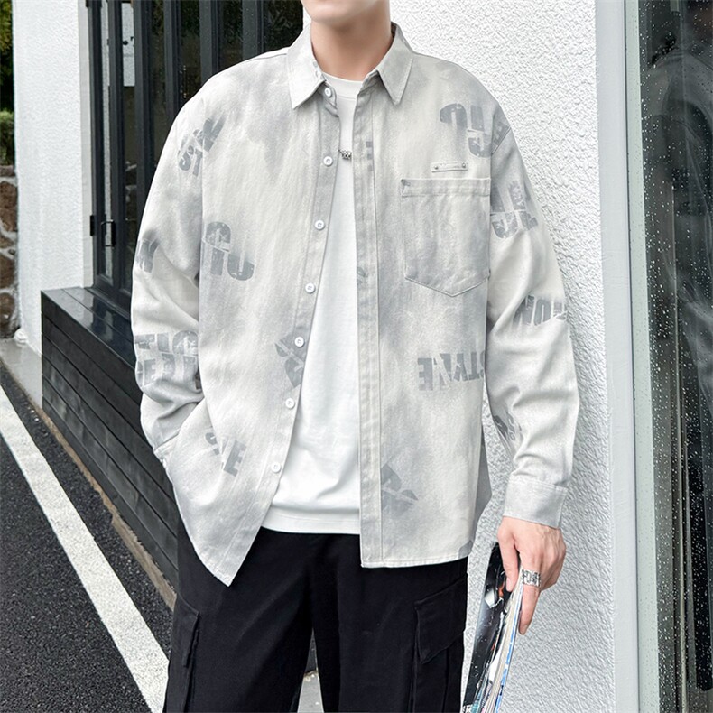 寸衫型夹克高品质纯棉加厚扎染店主社会小伙潮牌新款外套CS80P68图片