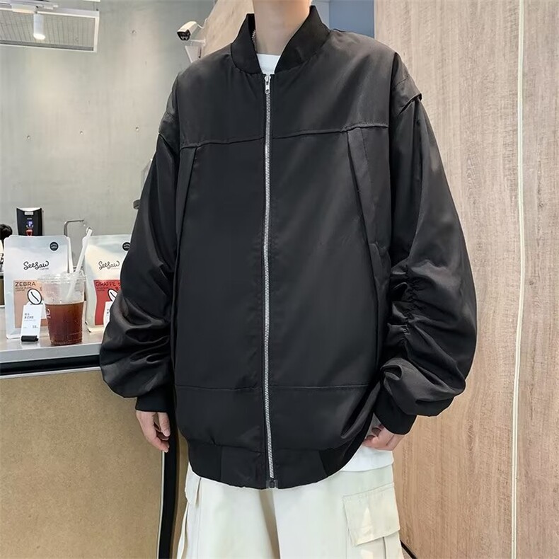 纯色拉链工装飞行员夹克棒球服男士外套春秋款情侣衣服潮6601P63,男装夹克,星座410-2