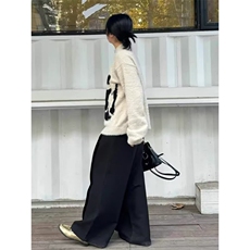 韩chic秋季复古圆领字母印花撞色宽松马海毛长袖套头针织毛衣女，男装针织衫/毛衣，星座506A