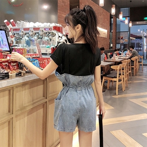 新款网红同款韩版宽松阔腿减龄背带牛仔裤女xz905-1-309-#图片