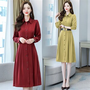 淑女长袖中长款2022年秋季时尚气质百搭优雅韩版潮流图片
