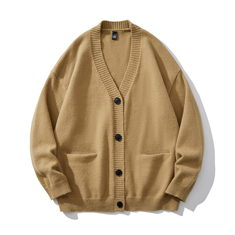 日系复古慵懒风V领针织衫外套女宽松休闲百搭毛衣潮HY415TP65控88，男装针织衫/毛衣，电商A140（原A102B-1）