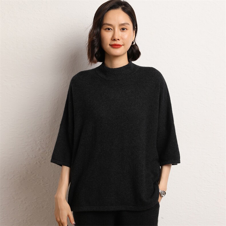 羊绒衫女半高领宽松毛衣百搭时尚针织打底衫,女装羊绒衫,五色羊羊绒