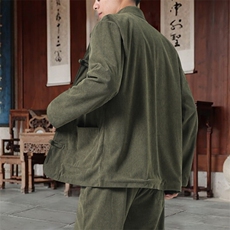 男士外套灯芯绒夹克盘扣立领唐装风XZ1512-2501单夹克-P70，男装夹克，星座1512