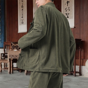 男士外套灯芯绒夹克盘扣立领唐装风 XZ1512-2501单夹克-P70图片
