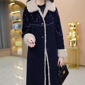 【大货已出】双面穿时尚雪尼尔绒加厚外套女新款显瘦减龄大衣图片