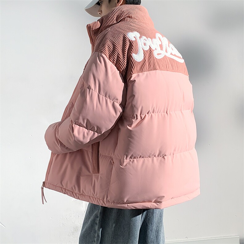 冬季青少年灯芯绒立领拼接外套休闲百搭面包服棉服5302-P78,男装棉衣,电商B306