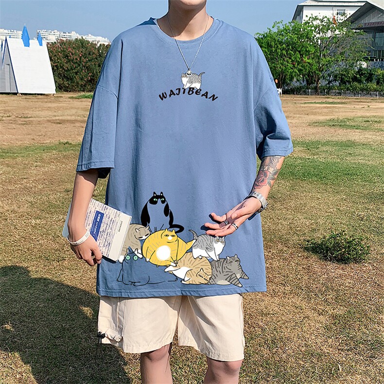 DX17155-P20 纯棉短袖t恤男大码半袖打底衫宽松体恤衫 港风图片