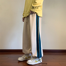 港风条纹休闲裤男宽松直筒拖地裤卫裤KP612P50，男装休闲裤，星座1204-3