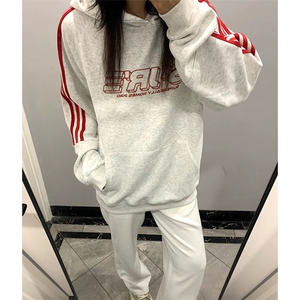 抖音得物高品质 480克全棉加绒加厚宽松织带连帽印花卫衣A2301图片