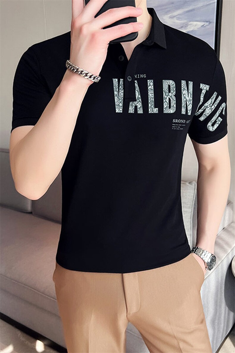 2024夏季新款英伦风高品质修身刺绣POLO衫冰丝短袖T恤男D238-p48,男装T恤,电商D303