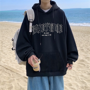 ！ 秋季重磅宽松大码港风哥特英文印花连帽卫衣LW88-特p35图片