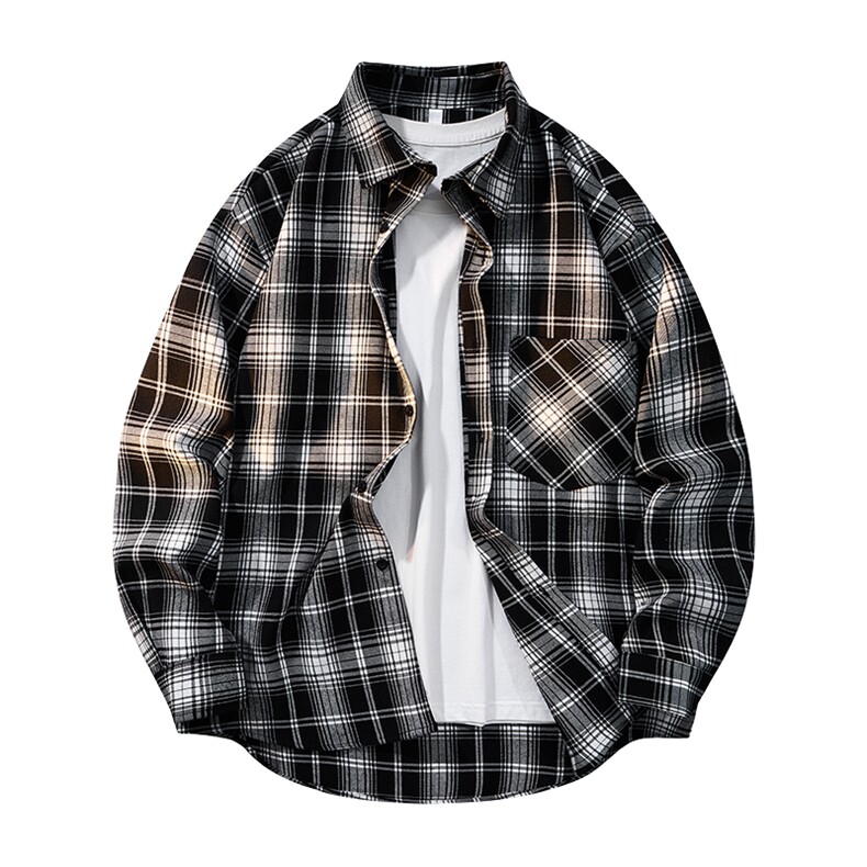 格子衬衫男长袖2026新款春秋痞帅潮牌秋冬宽松衬衣外套YY8850，男装衬衫，星座1206（原A206）