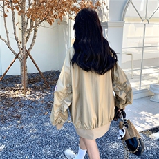 针织连帽拼接工装碎花宽松卡其色外套女春秋2025新款小个子巨好看，女装短外套，2C239
