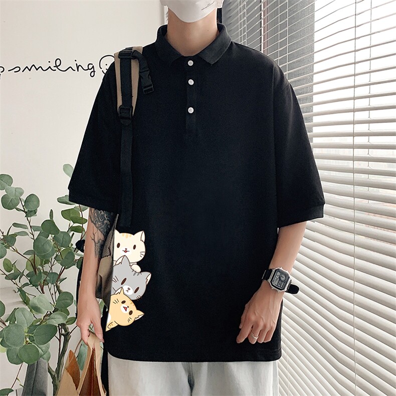 PL57164-P35翻领短袖polo衫男大码胖子半袖t恤男有领保罗衫模特,男装Polo衫,电商A040