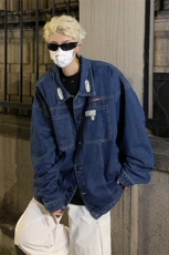 男装牛仔外套2026秋几何图案印花男生翻领夹克XZ514-2-N109-P88，男装工装外套，星座514-2(原B239)