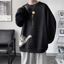 华夫格卫衣圆领卫衣男大码长袖t恤男外套HW76013-P30加绒款-P40，男装卫衣，电商A040