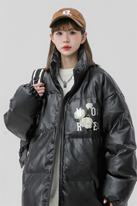 中性风冬季时尚百搭宽松字母印花潮流皮棉服外套MY451P118控158图片
