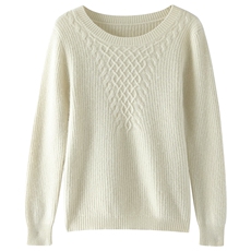 时尚百搭羊毛圆领套头毛衣优雅显瘦针织衫，女装羊毛衫，邓利维