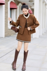 现货2024新款冬装小香miu系甜美蝴蝶结套两件套加棉，女装套装/套裙，仟媚宠