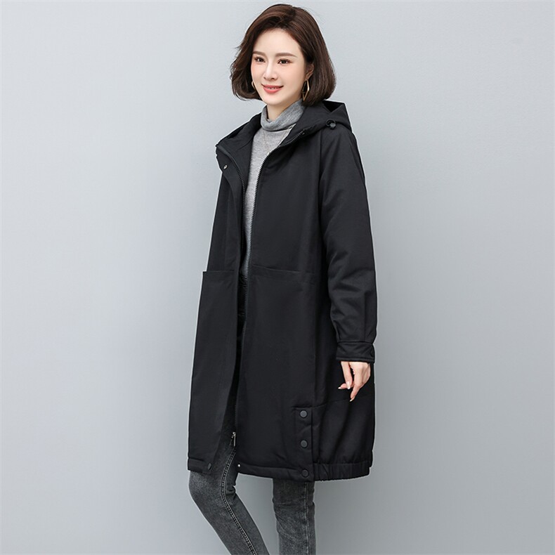 派克服棉衣中长款2022年新款加绒加厚妈妈大码宽松外套,女装派克服,忆绮罗