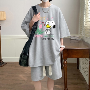 华夫格套装运动短袖t恤套装休闲两件套一套 HZ84324-P44图片