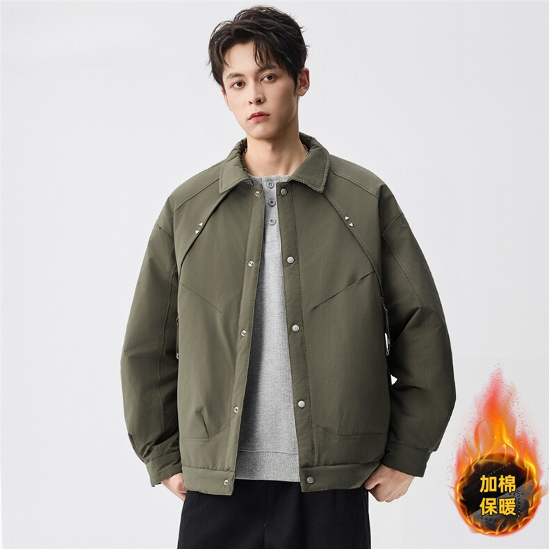 2025新款男士外套夹棉衣加厚宽松工装潮春秋冬季二棉夹克W0138，男装夹克，电商D215