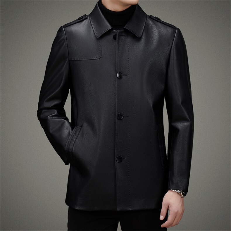 22261秋冬新款男士真皮皮衣牛皮外套中长款风衣商务男装P950，男装风衣，电商B360A（原721A）