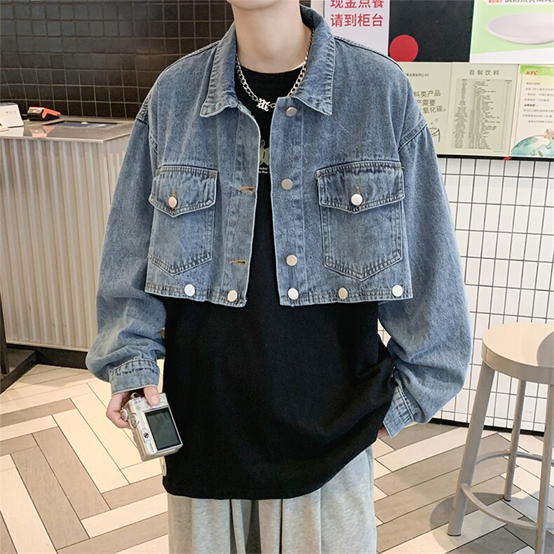 可拆卸牛仔夹克男韩版高街帅个性2023春秋新款ins外套W4637-P69，男装大码男装，星座412-2