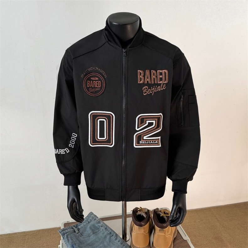 2025春秋新款重工艺刺绣夹克男潮牌痞帅字母街头风美式复古棒球服,男装夹克,星座601-1