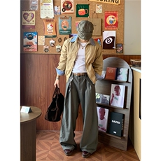 美式复古假两件工装外套男短款巴恩风夹克拼接翻领棒球服XJK902，男装夹克，星座208-5