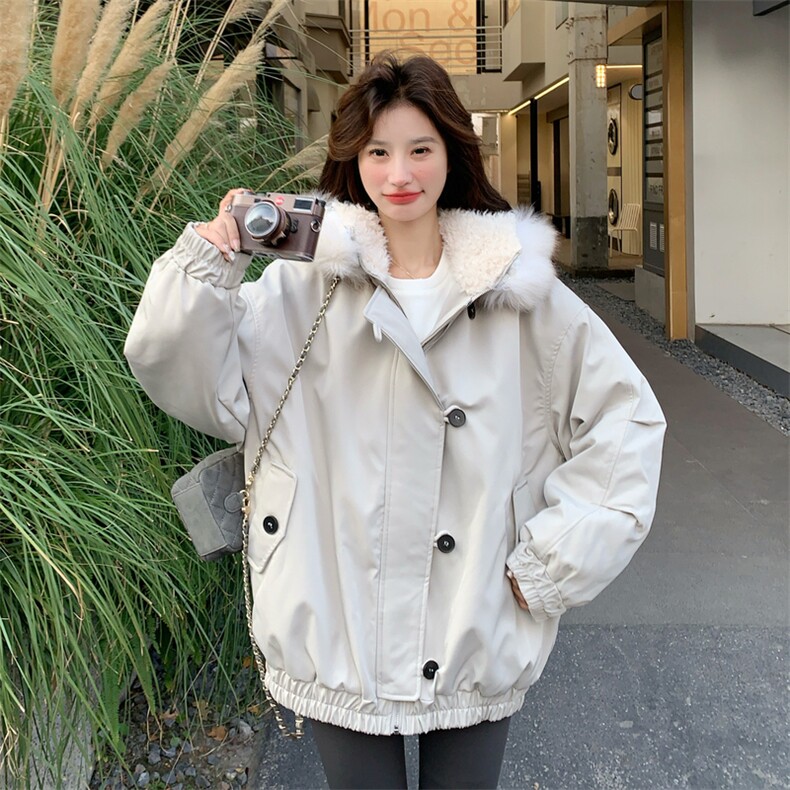 新款！赵露思同款真狐狸毛派克服工装外套2C133-6005-P275-K398,女装派克服,2C133