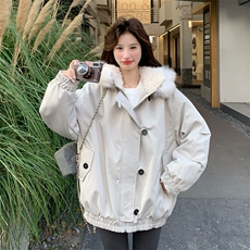 新款！赵露思同款真狐狸毛派克服工装外套2C133-6005-P275-K398，女装派克服，2C133