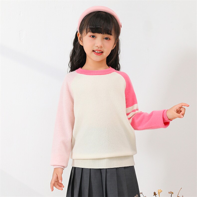 时尚拼色儿童羊毛衫秋冬保暖舒适，童装儿童羊毛衫，魁星羊绒