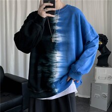 渐变长袖圆领卫衣男ins韩版潮牌复古扎染小众情侣上衣W5301-P26，男装卫衣，星座512-2