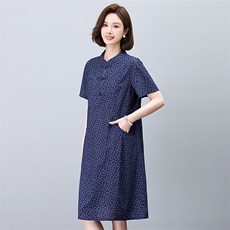 中老年妈妈高贵连衣裙女2025夏季新款大码显瘦遮肚子高端大气裙子，女装连衣裙，依恋蒂丝