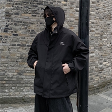 美式连帽三合一冲锋衣加厚可拆卸棉衣男外套加厚宽松工装棉服p100，男装夹克，电商C307