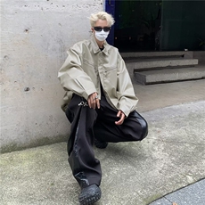 美式设计感拉链皮衣外套男女春秋季高级感宽松机车夹克潮JK8531，男装夹克，星座1116A-1（原606A）