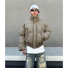 网图25冬季立领PU皮棉服男装短款棉衣外套冬装宽松面包服S526特70，男装棉衣，电商A233-1