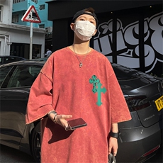 美式创意字母十字架印花复古水洗做旧半袖短袖T恤B239-1209-P38，男装T恤，星座514-2(原B239)