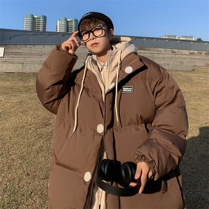 假两件棉服男秋冬潮牌港风痞帅休闲加厚保暖连帽棉衣外套M670-P85图片