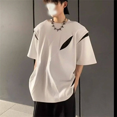 美式高街解构垫肩短袖T恤男夏季分割设计感宽休闲短袖WLT322-P35，男装T恤，星座1008