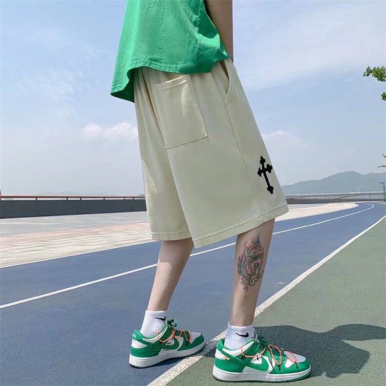 夏季休闲短裤男ins潮牌纯色简约刺绣短裤K245P26,男装休闲裤,星座1116-2