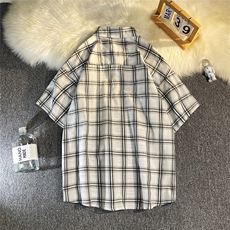 B413-1-CS301新款纯棉格子短袖衬衫P40控69，男装T恤，电商B413-1