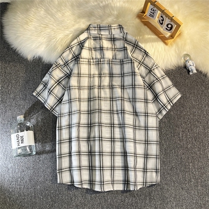 B413-1-CS301新款纯棉格子短袖衬衫P40控69图片