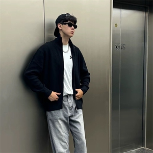 抖音得物 保暖立领拉链针织外套秋冬宽松慵懒风纯色毛衣上衣AM02图片