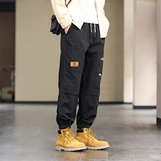 新款春季束脚工装九分裤男士痞帅韩版宽松休闲潮流抽绳裤2302-P45，男装工装外套，电商A128