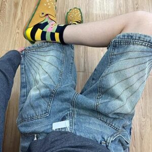 牛仔短裤男女款ins夏季外穿美式复古宽松休闲多口袋工装五分中裤图片