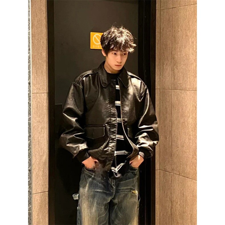 网图现货春季工装夹克皮衣飞行员外套1209-1-JK19-P90主推可谈,男装夹克,星座1209-1